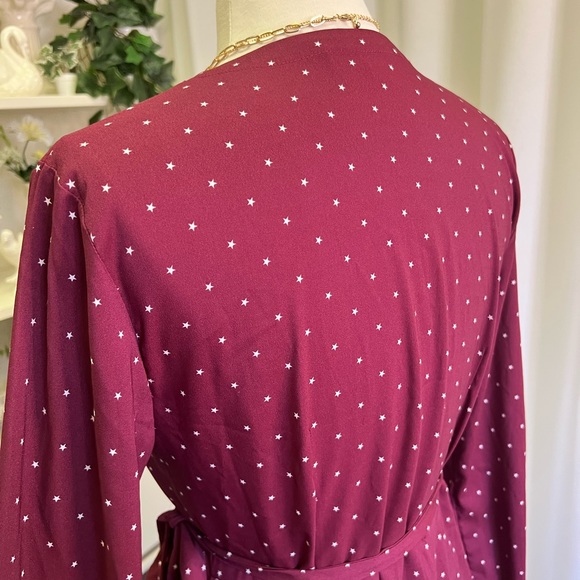Loft Red Star Print Wrap Dress - Picture 5 of 12